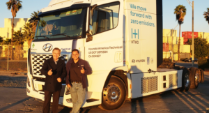 Read more about the article HMP President Drives the Hyundai XCIENT class 8 Fuel Cell Electric truck.